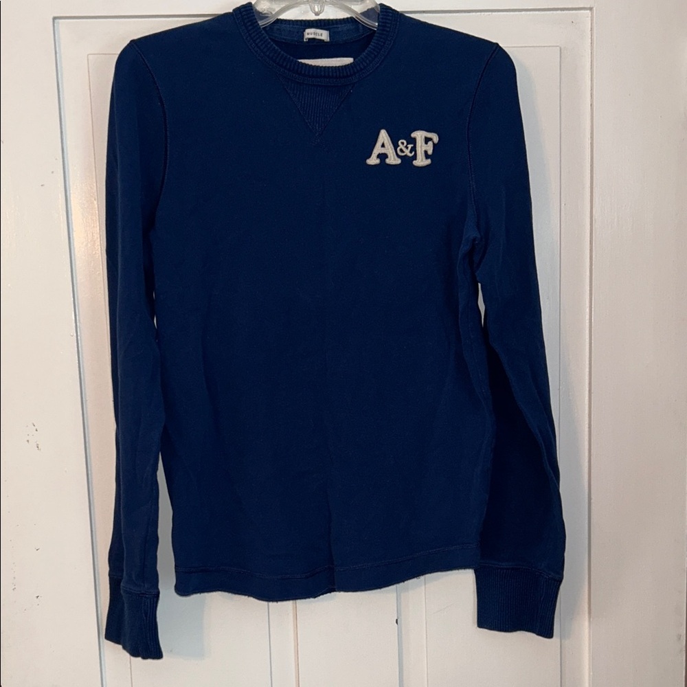 Y2K Abercrombie & Fitch Men’s Blue Long Sleeve Muscle Fit Shirt A & F Muscle M